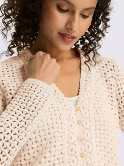 Veste en tricot ajouré avec col en V et manches longues
