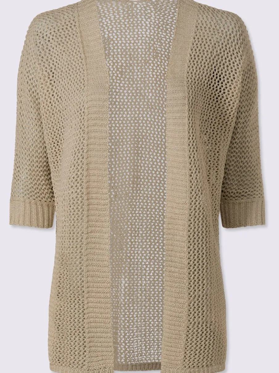 Veste en tricot ajouré avec manches chauve-souris et motif léger