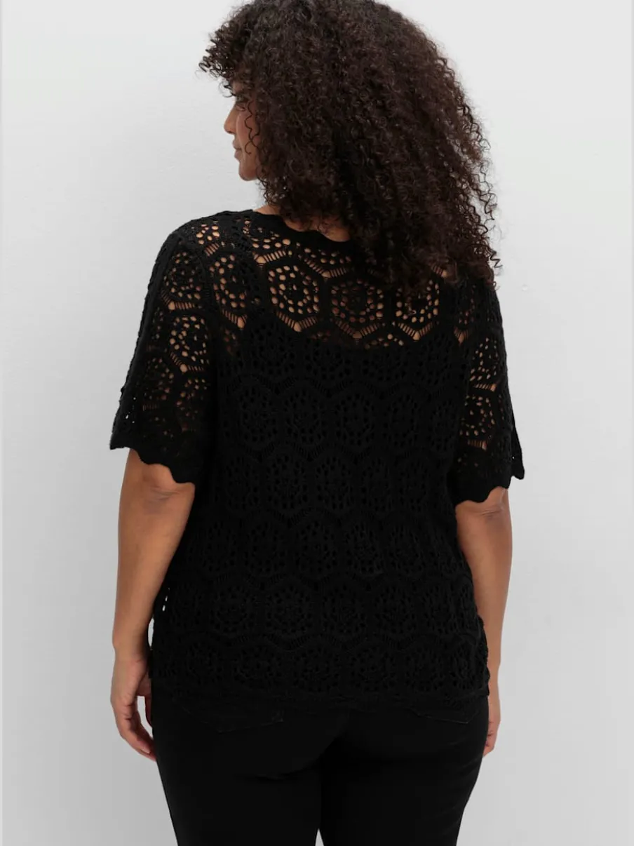 Veste en tricot ajouré dissimule les bras forts