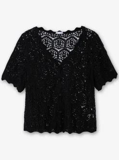 Veste en tricot ajouré dissimule les bras forts