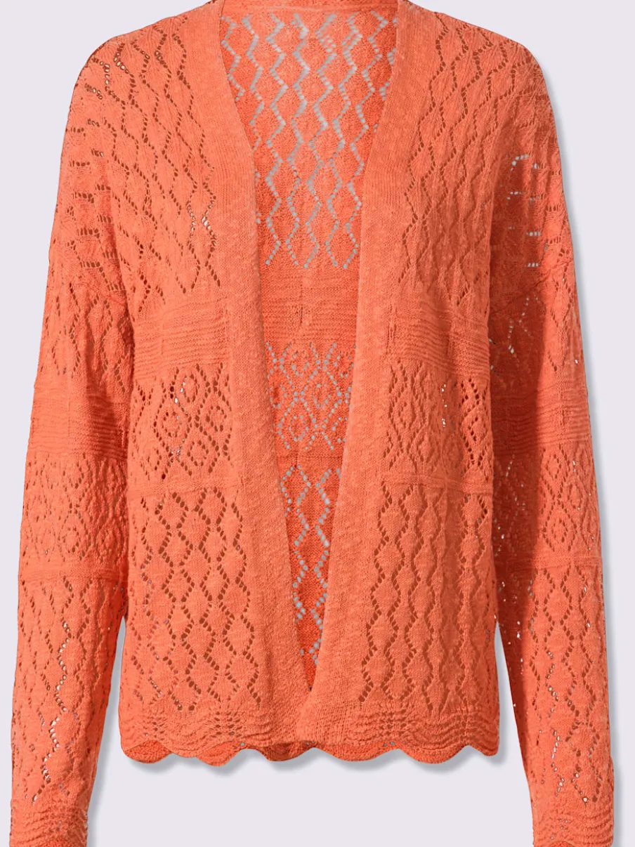 Veste en tricot ajouré à manches longues avec motif léger