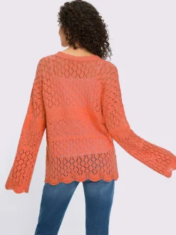 Veste en tricot ajouré à manches longues avec motif léger