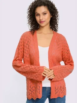 Veste en tricot ajouré à manches longues avec motif léger