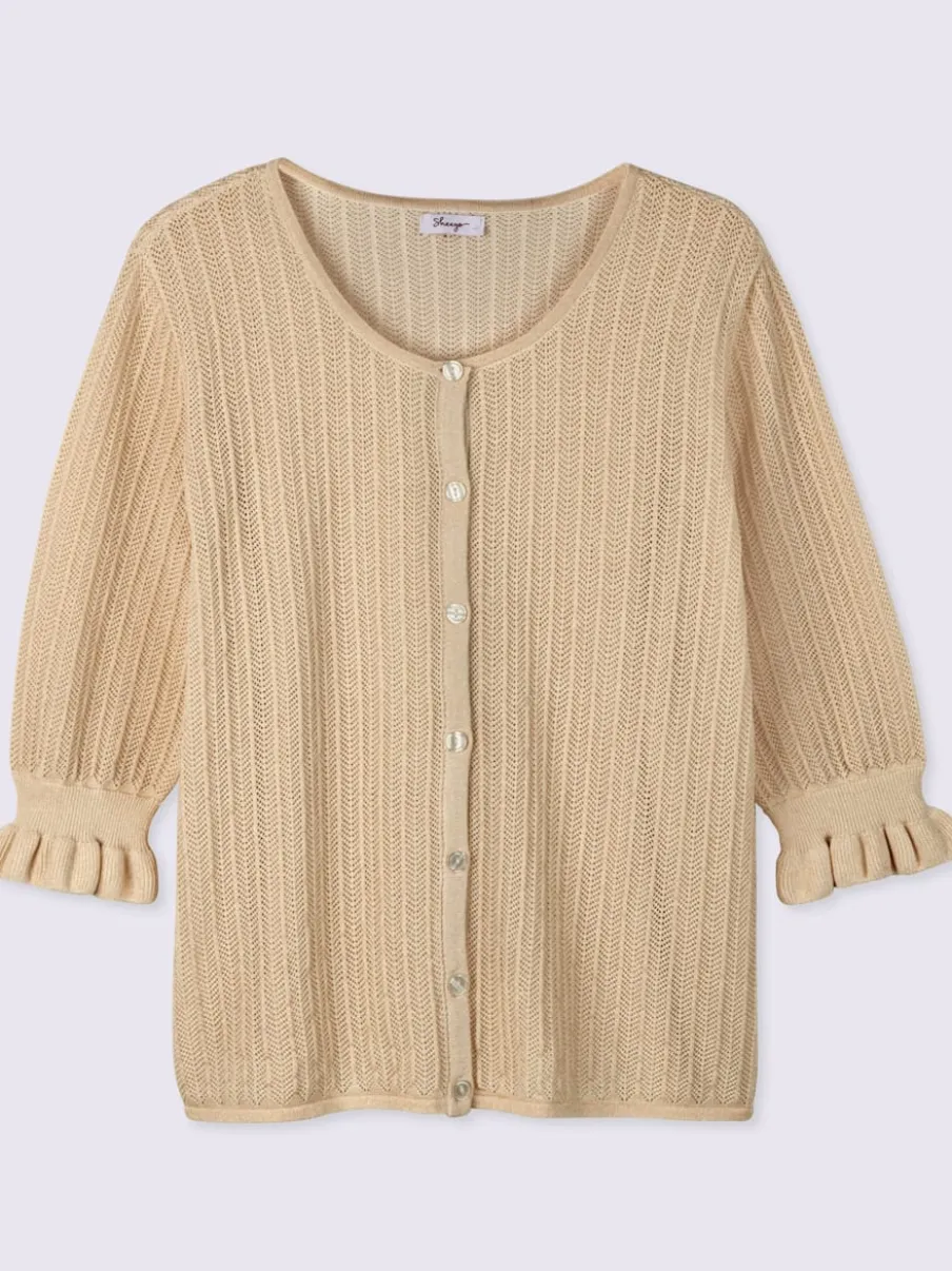 Veste en tricot ajouré motif ajouré léger