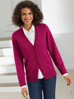 Veste en tricot avec boutons et manches longues confortables