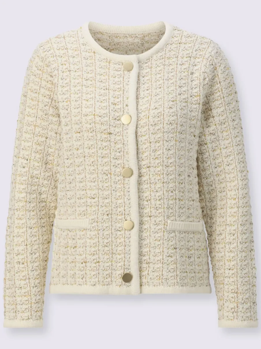 Veste en tricot avec col rond et boutons fantaisie