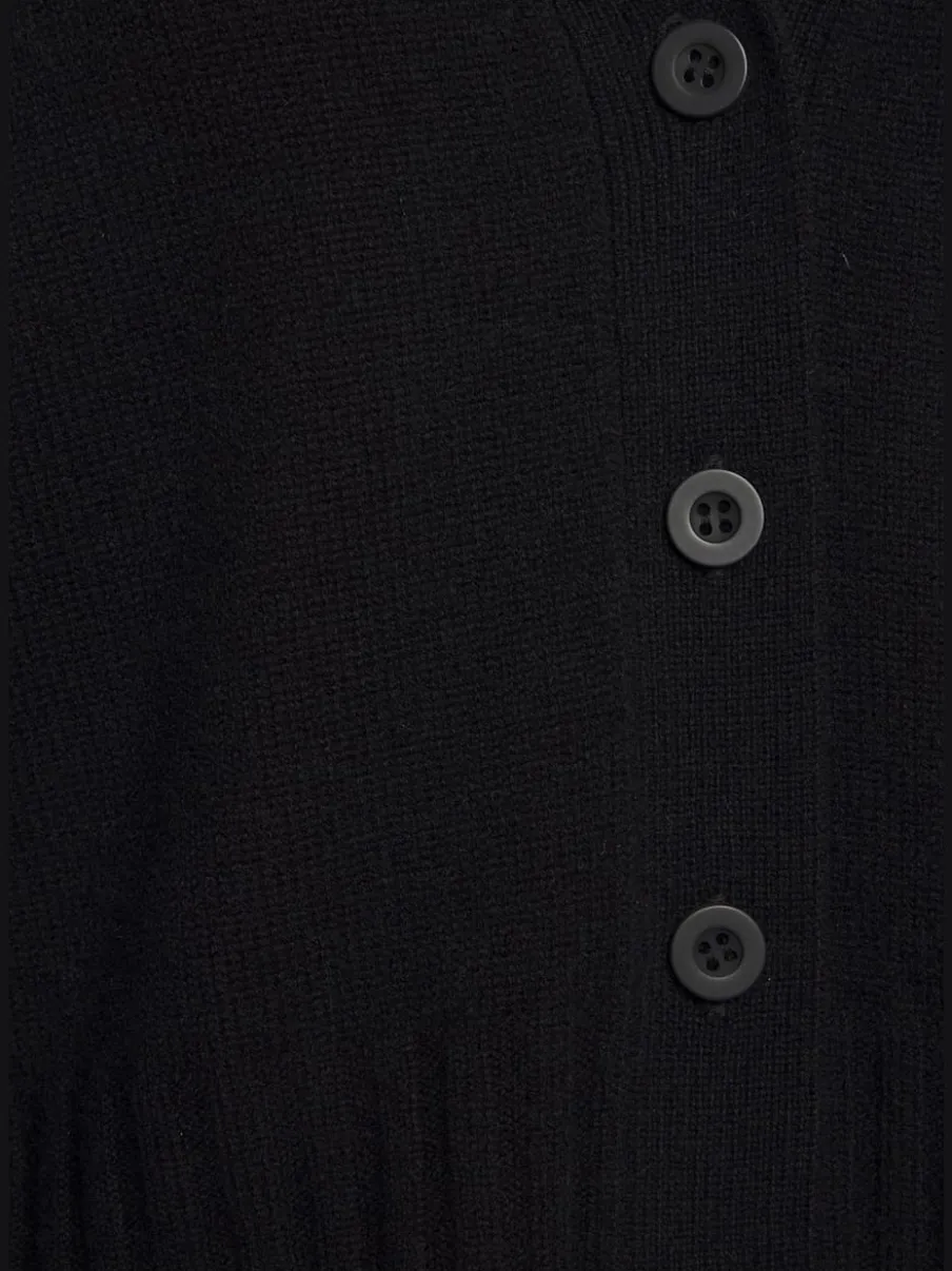Veste en tricot avec encolure en V et bords-côtes larges