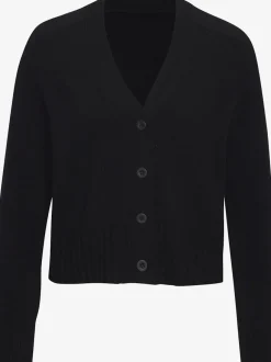 Veste en tricot avec encolure en V et bords-côtes larges