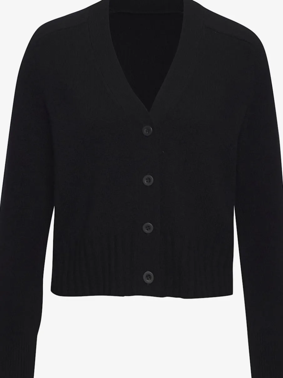 Veste en tricot avec encolure en V et bords-côtes larges