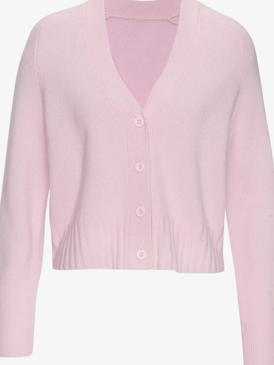 Veste en tricot avec encolure en V et bords-côtes larges