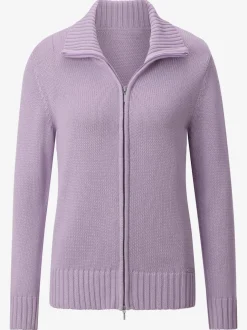 Veste en tricot avec glissière et finitions côtelées