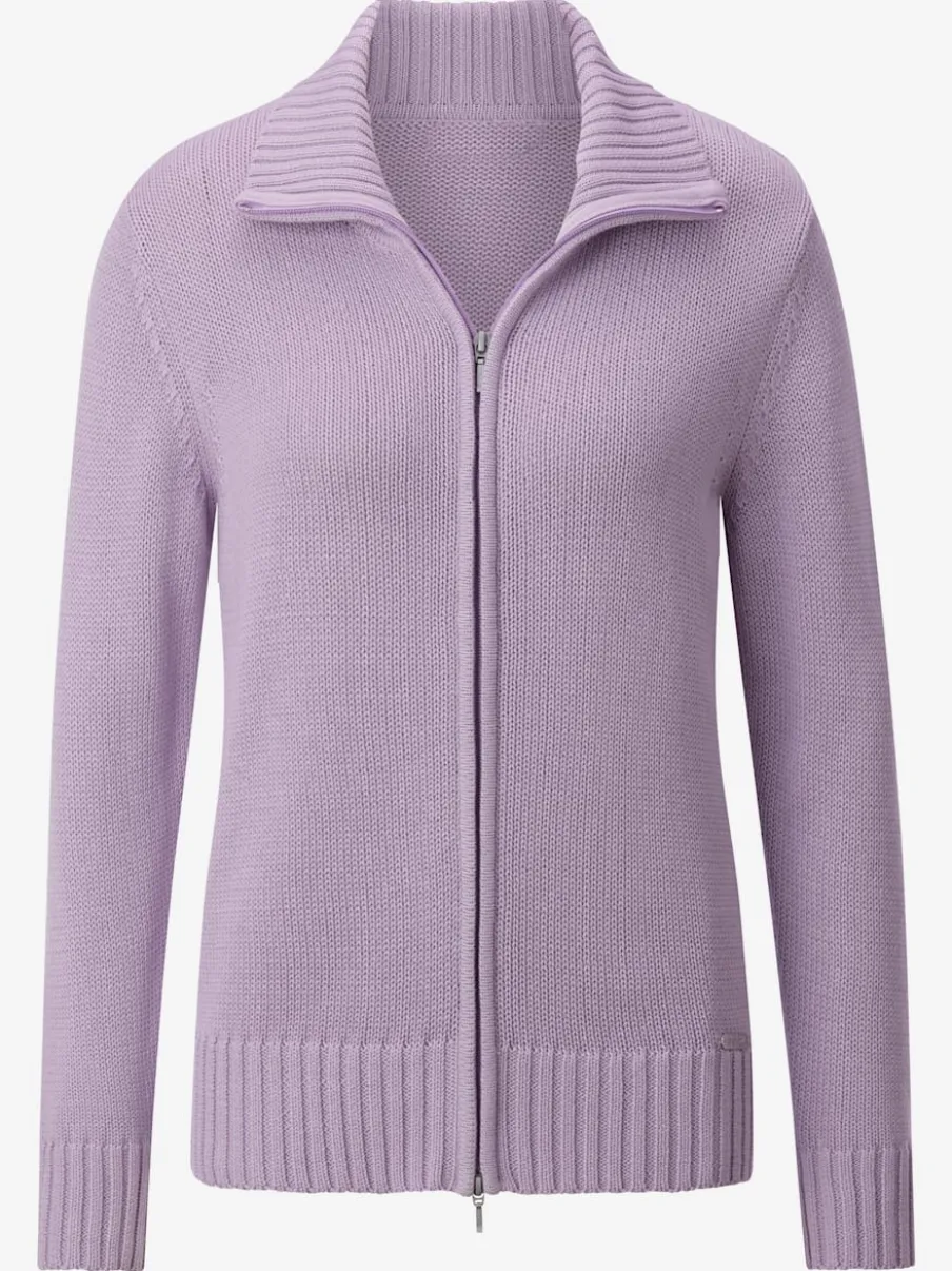 Veste en tricot avec glissière et finitions côtelées