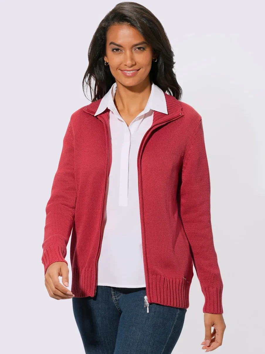 Veste en tricot avec glissière et finitions côtelées