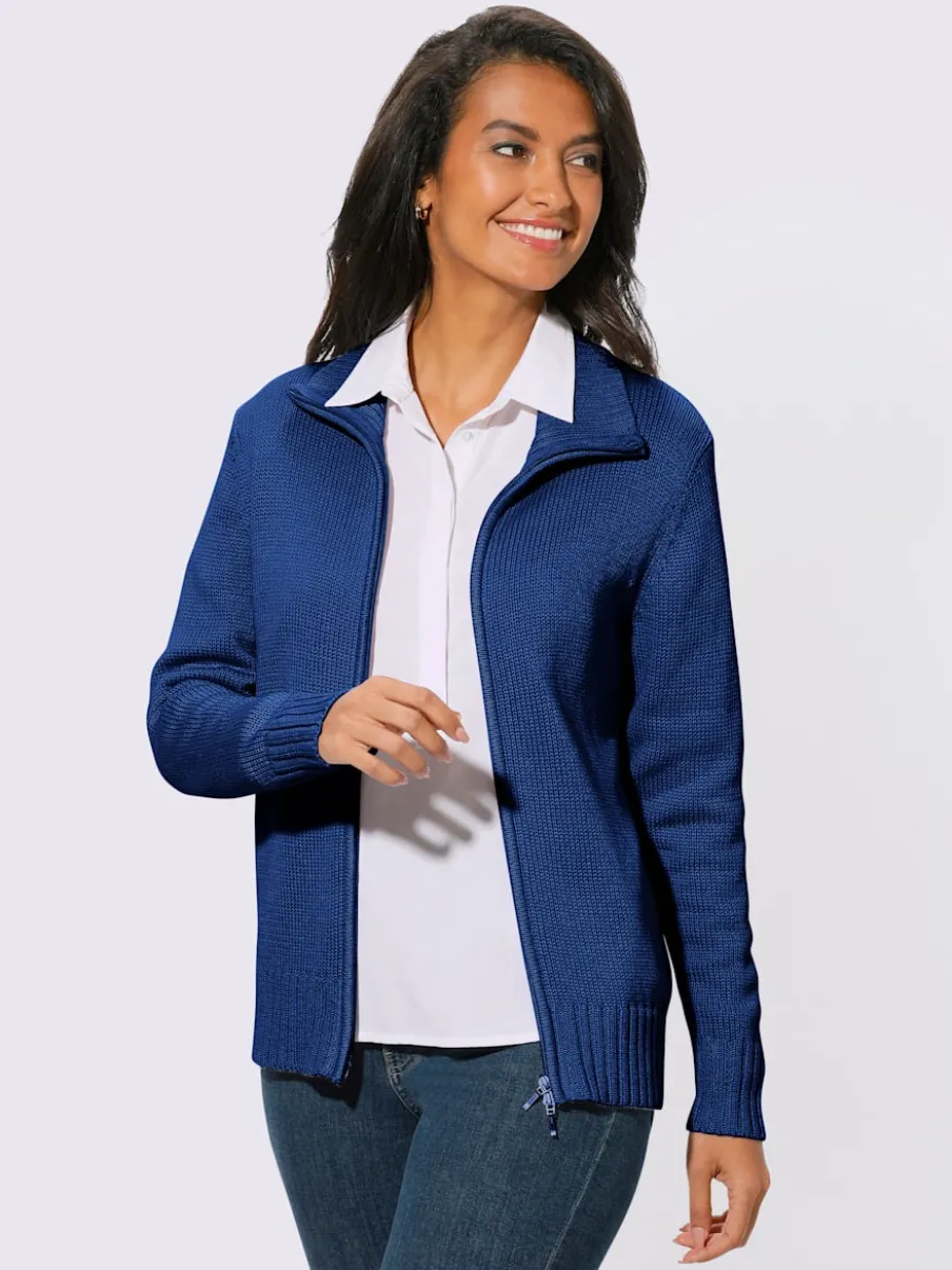 Veste en tricot avec glissière et finitions côtelées