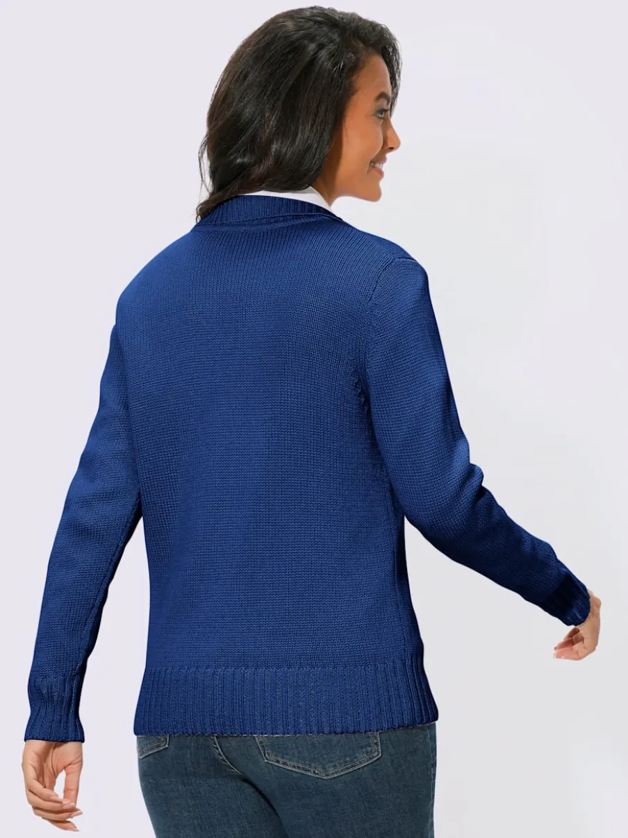 Veste en tricot avec glissière et finitions côtelées