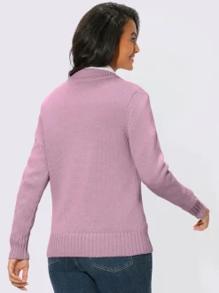 Veste en tricot avec glissière et finitions côtelées