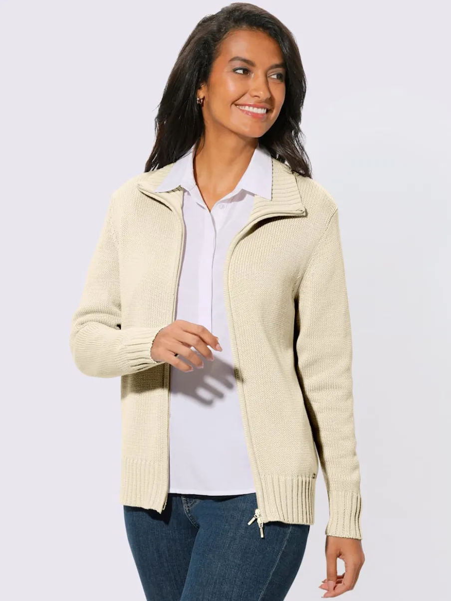 Veste en tricot avec glissière et finitions côtelées