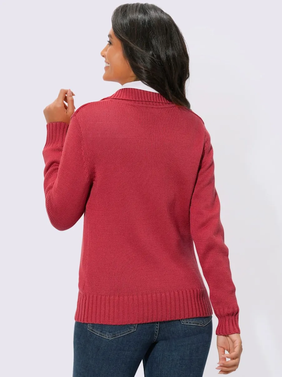 Veste en tricot avec glissière et finitions côtelées