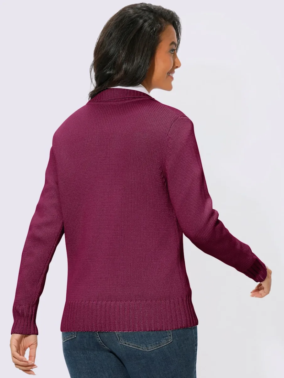 Veste en tricot avec glissière et finitions côtelées