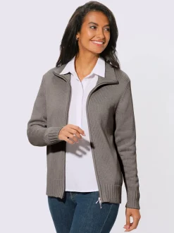Veste en tricot avec glissière et finitions côtelées