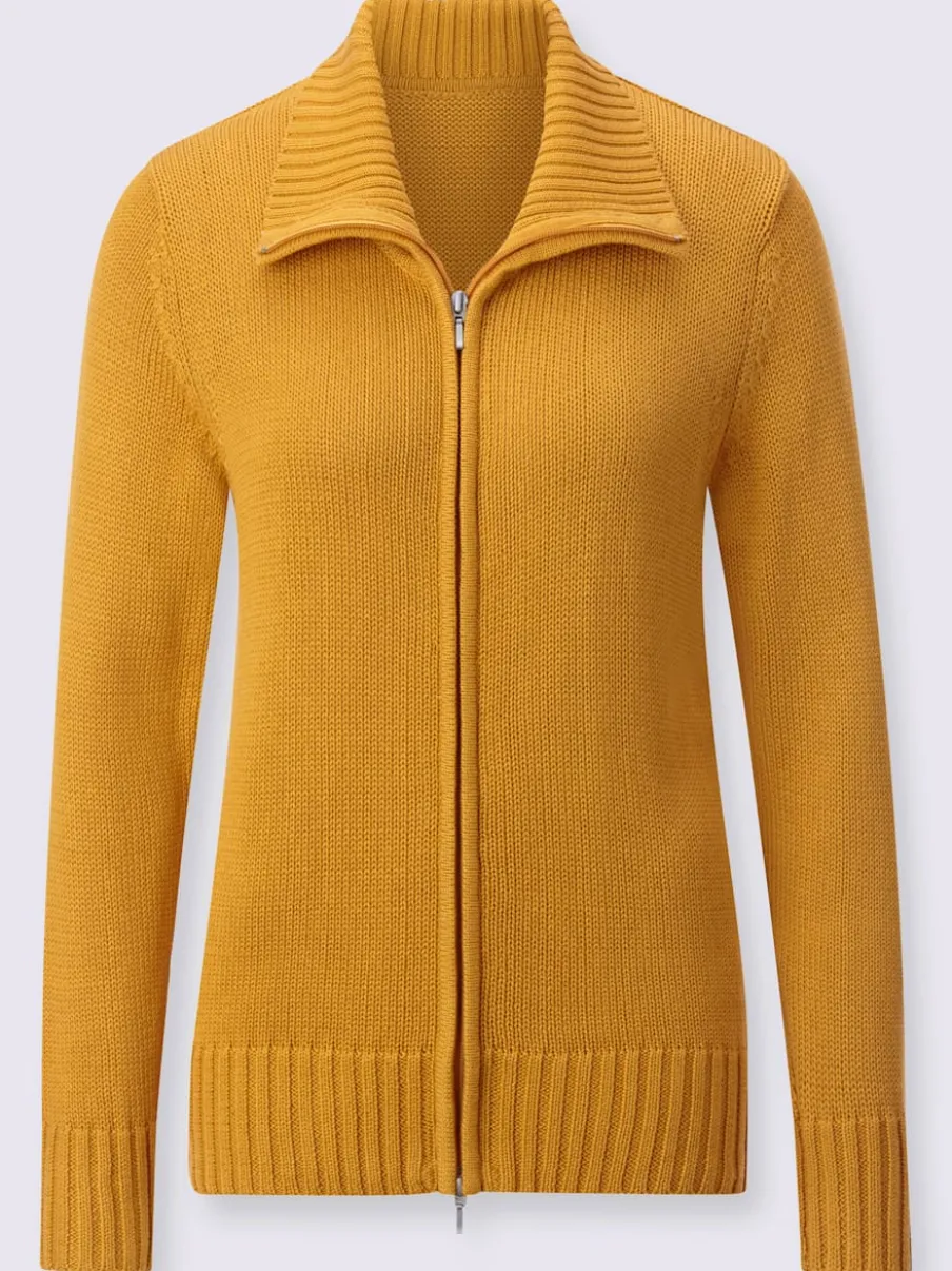 Veste en tricot avec glissière et finitions côtelées