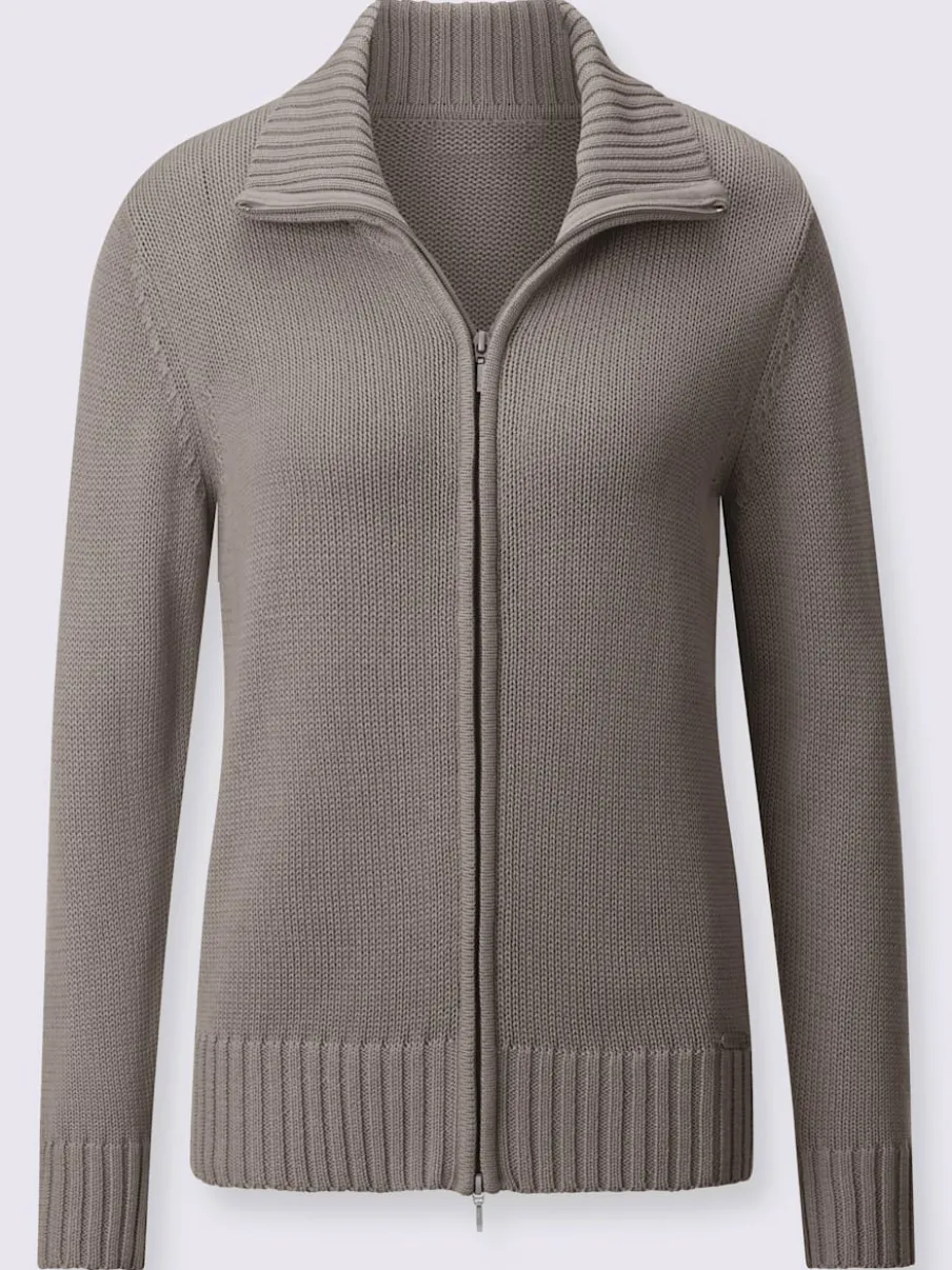 Veste en tricot avec glissière et finitions côtelées