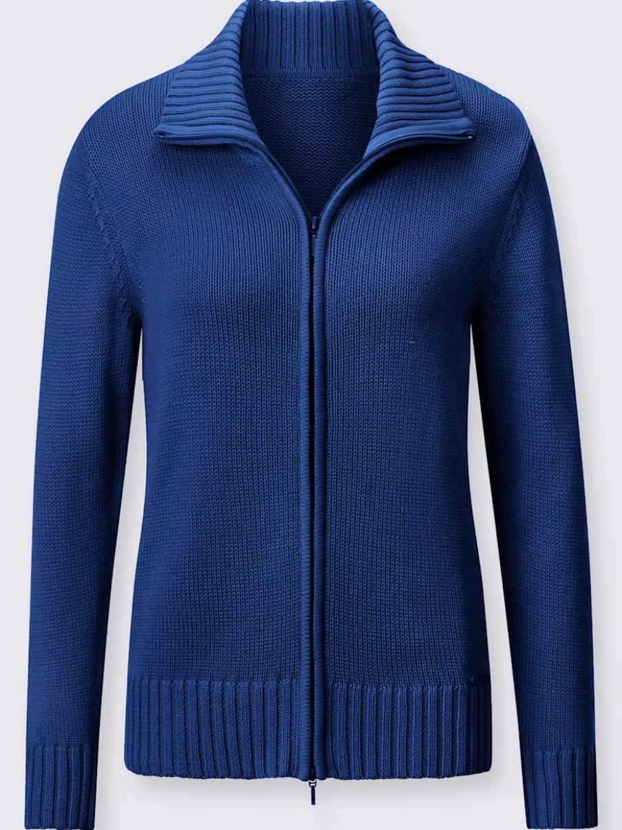 Veste en tricot avec glissière et finitions côtelées