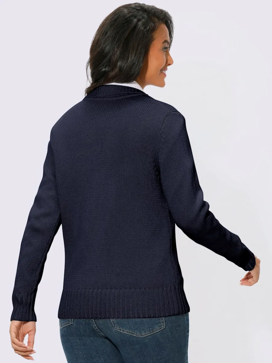 Veste en tricot avec glissière et finitions côtelées