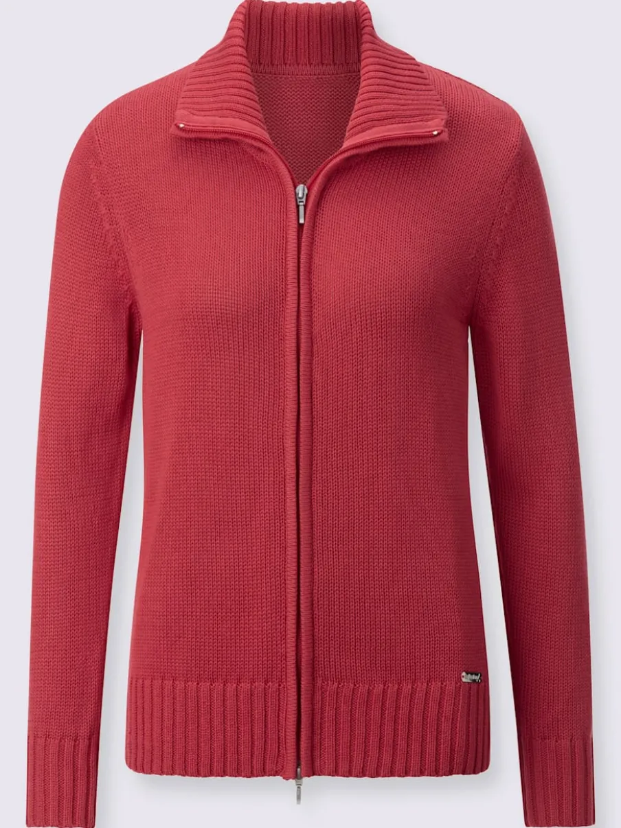 Veste en tricot avec glissière et finitions côtelées