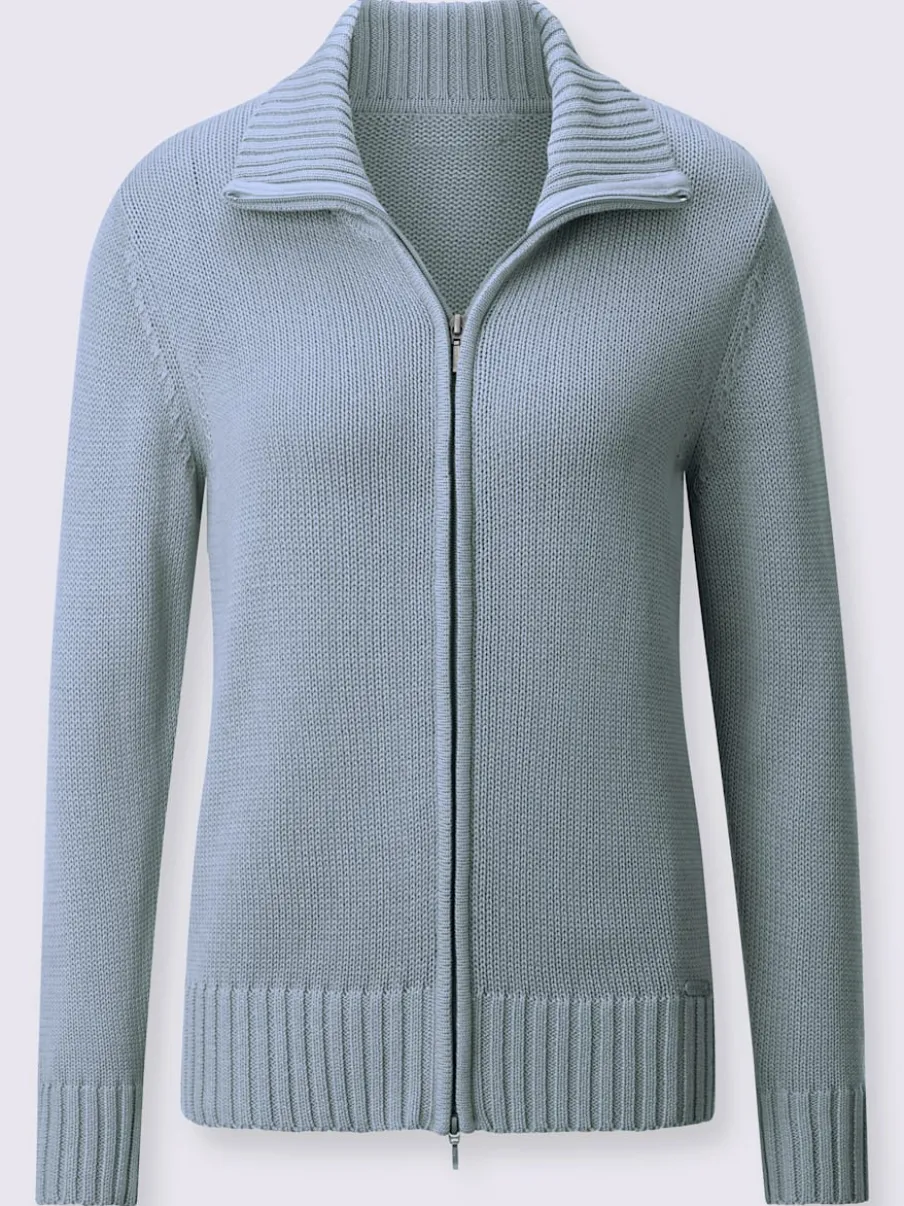 Veste en tricot avec glissière et finitions côtelées