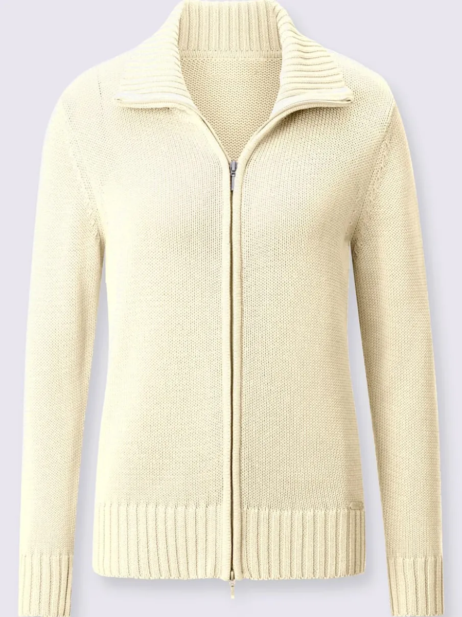 Veste en tricot avec glissière et finitions côtelées