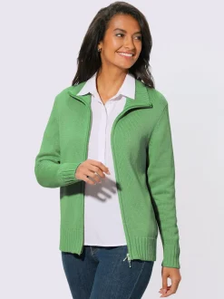Veste en tricot avec glissière et finitions côtelées