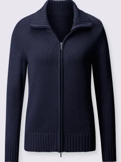 Veste en tricot avec glissière et finitions côtelées