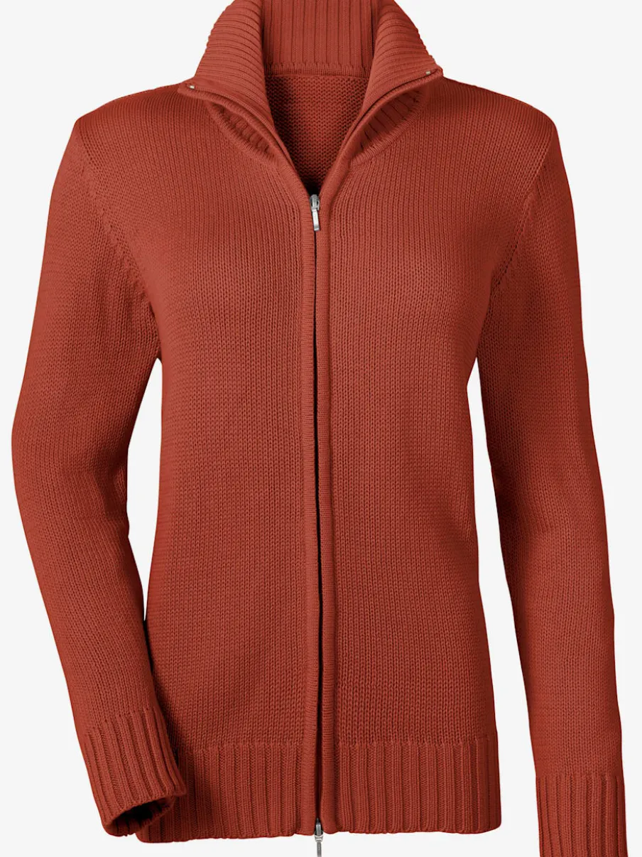 Veste en tricot avec glissière et finitions côtelées
