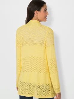 Veste en tricot avec motif ajouré et col à revers
