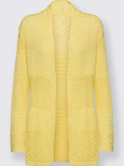 Veste en tricot avec motif ajouré et col à revers