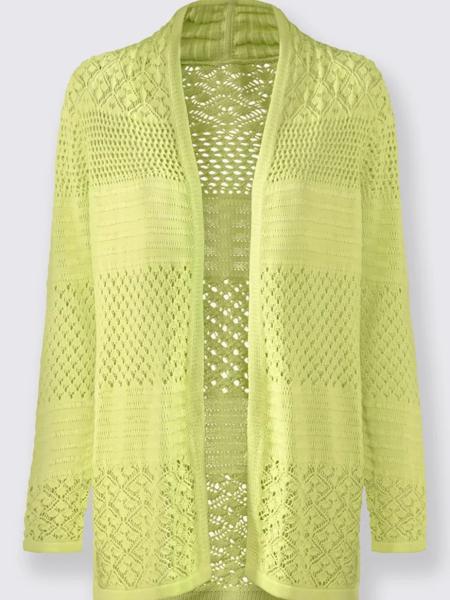 Veste en tricot avec motif ajouré et col à revers