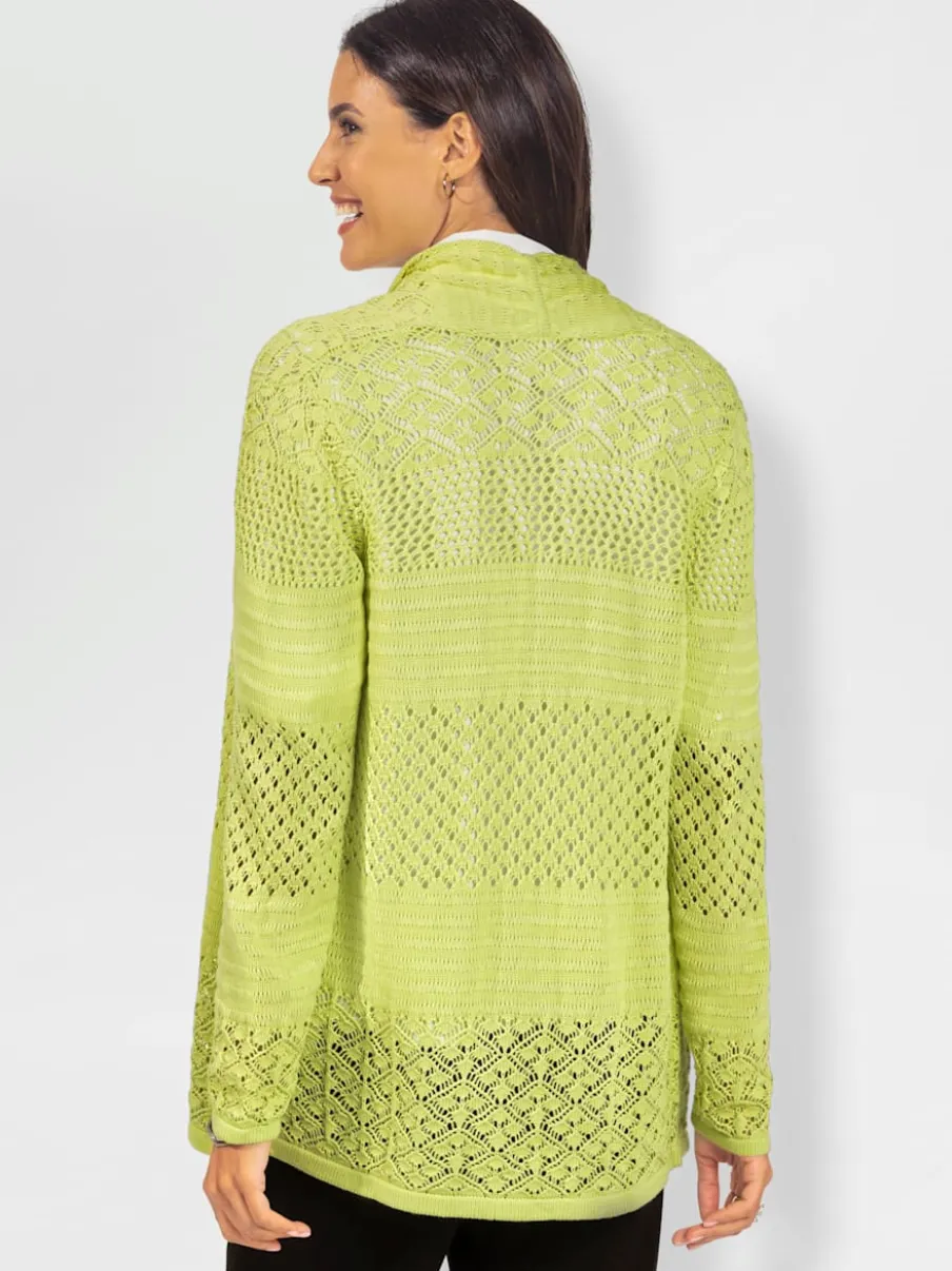 Veste en tricot avec motif ajouré et col à revers