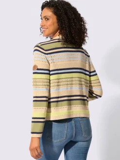 Veste en tricot avec motifs rayés et finitions côtelées
