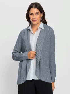 Veste en tricot col châle à motifs floraux manches longues