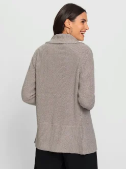 Veste en tricot col châle à motifs floraux manches longues