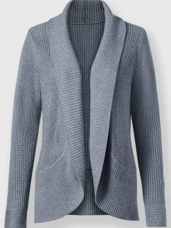 Veste en tricot col châle à motifs floraux manches longues
