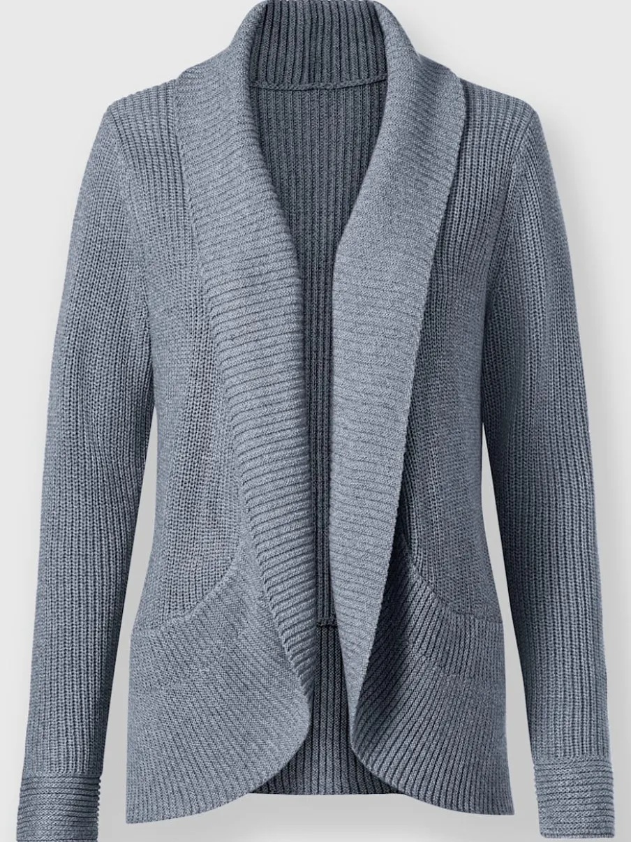 Veste en tricot col châle à motifs floraux manches longues
