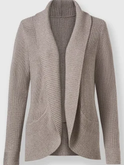 Veste en tricot col châle à motifs floraux manches longues