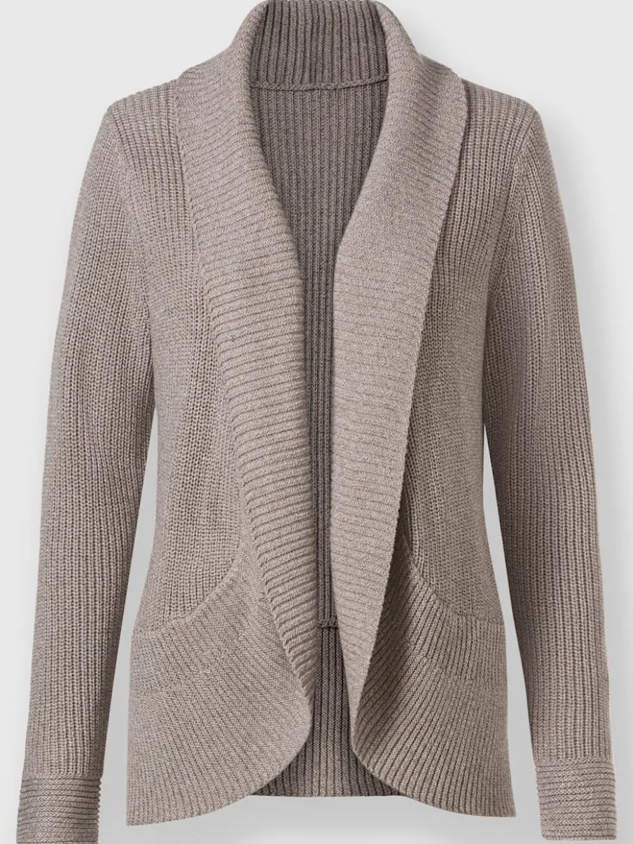 Veste en tricot col châle à motifs floraux manches longues