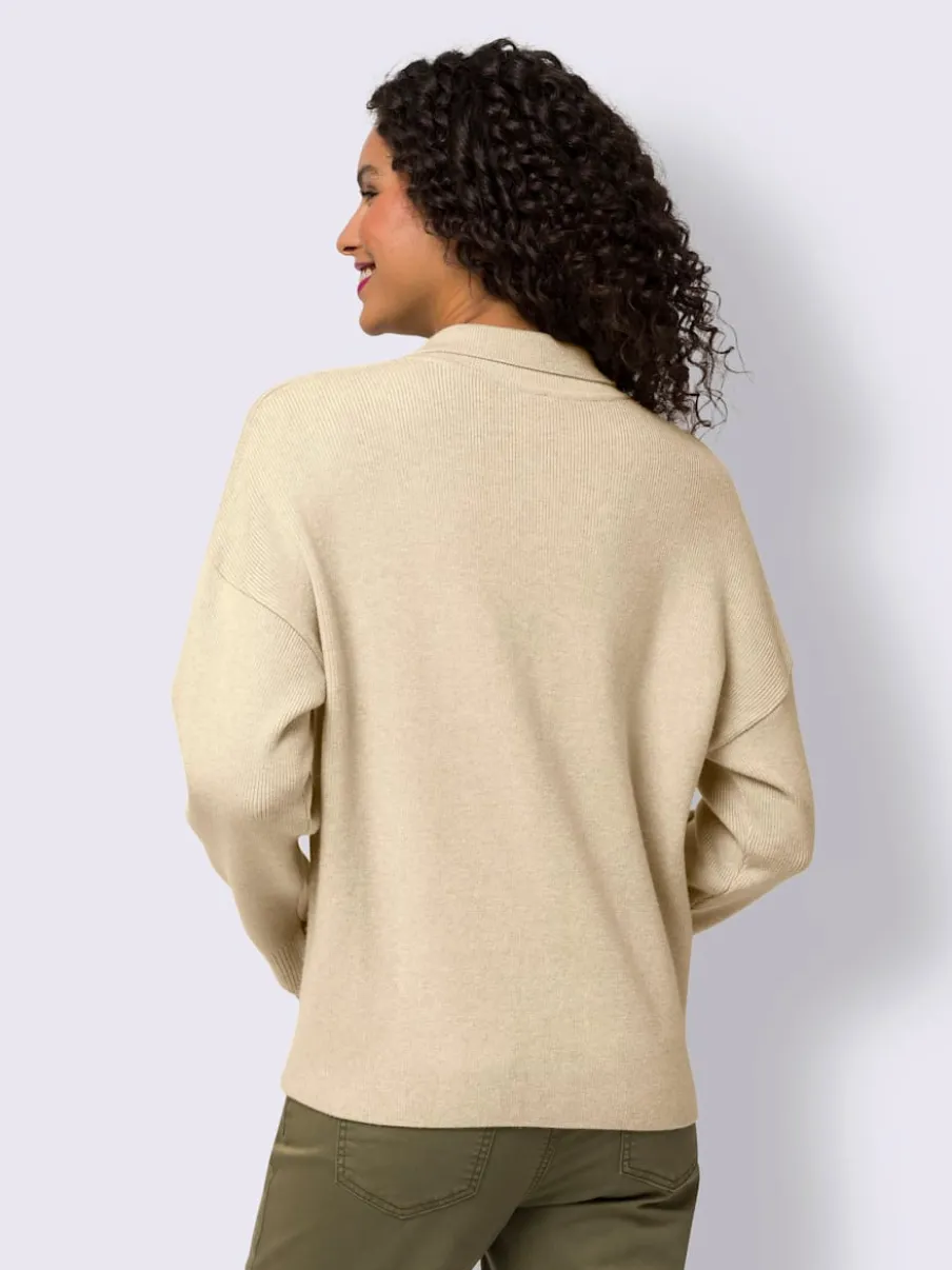 Veste en tricot col polo avec poches plaquées