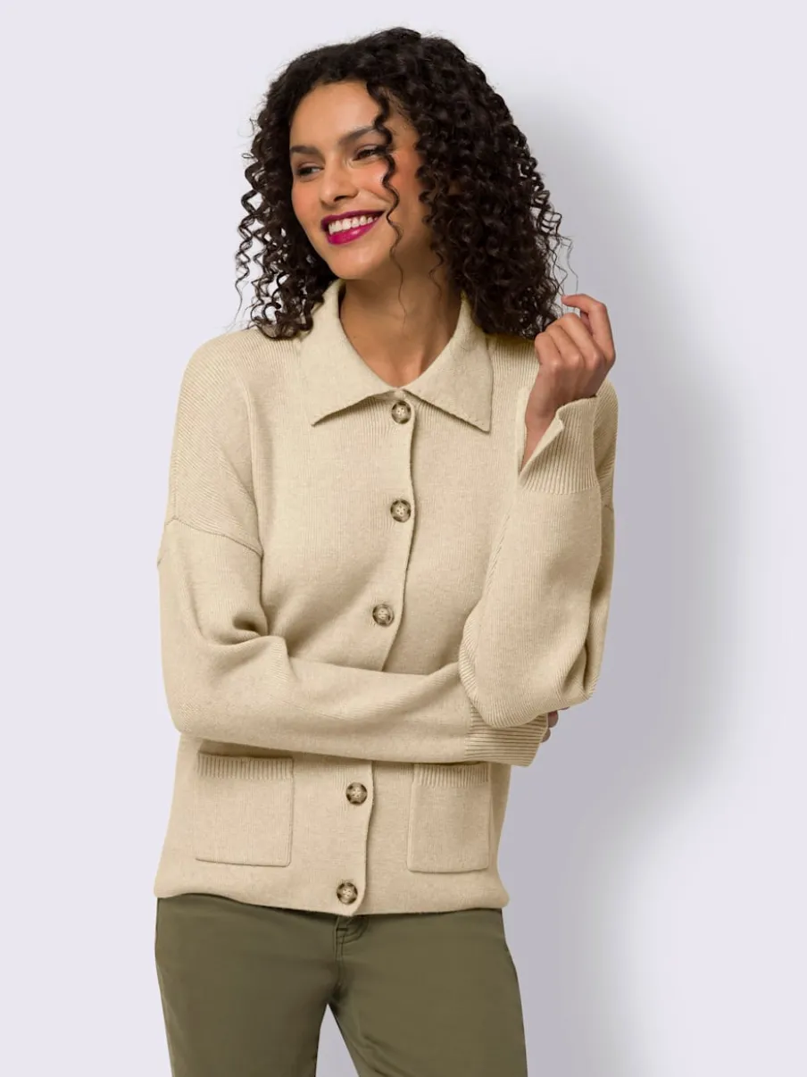 Veste en tricot col polo avec poches plaquées