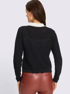 Veste en tricot col polo contrasté