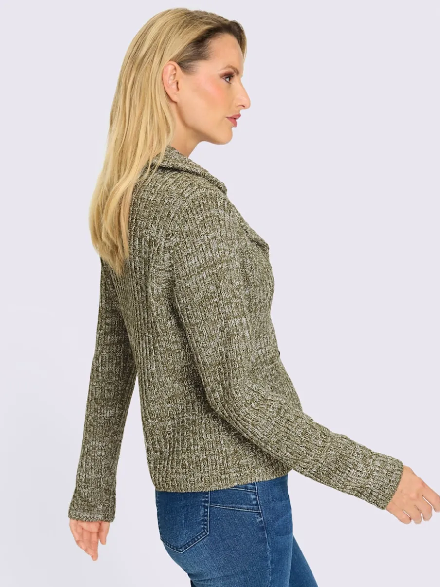 Veste en tricot à col revers avec poches plaquées