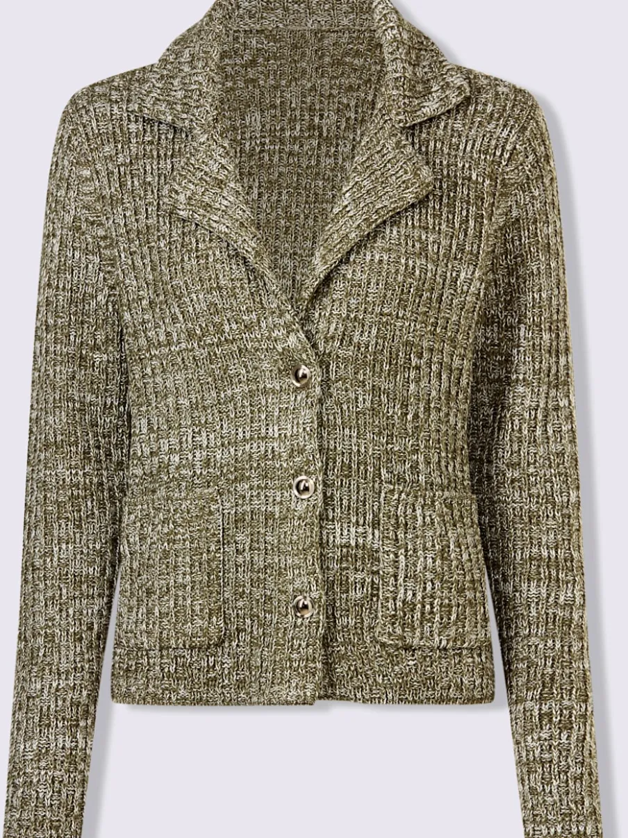 Veste en tricot à col revers avec poches plaquées